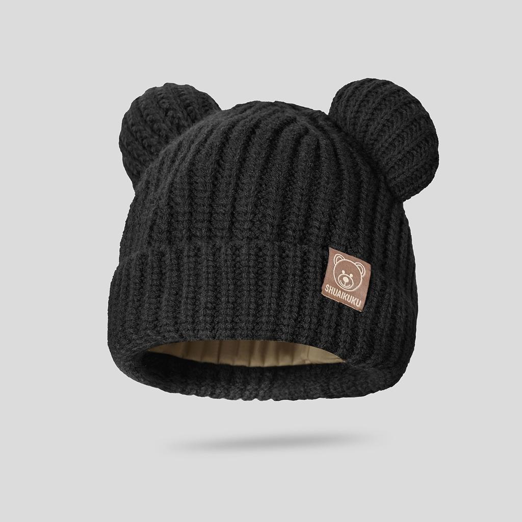 Детская зимняя шапка-бини с ушками, 80% акрил 20% полиэстер, легкая вязаная ткань, облегающая, городская тематика, застежка-пряжка, подарок