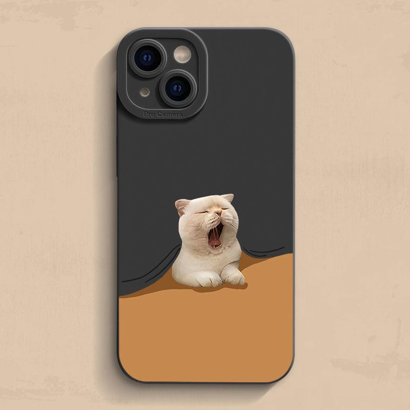 Чехол для iPhone "Зев-мяу": Совместимо с 11/12/13/14 Pro Max, iPhone 15 и XS/XR — мягкий, универсальный дизайн.