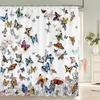 Colorful Butterfly Feathers 3d Shower Curtains Bathroom Curtain with Hooks Waterproof Polyester Cloth Decoration Screen