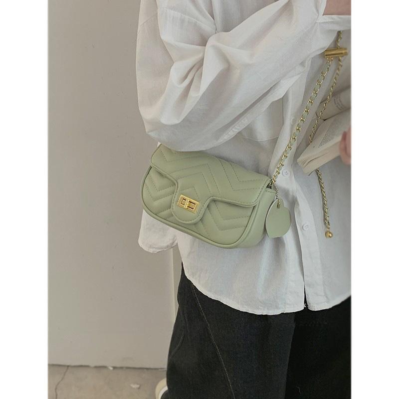 Small Fragrance Style Women's Bag Summer New Style Small Fresh Green Diamond Chain Bag Trendy and Versatile Small Square Bag Women
