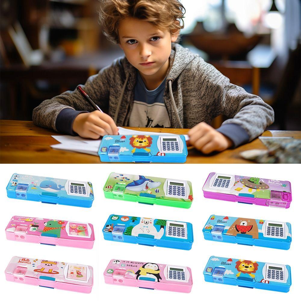 With Calculator Pencil Box Pencil Sharpener Stationery Organizer Pencil Case Students Gift