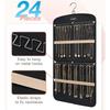 Подвесной органайзер для ювелирных изделий, держатель для ожерелья, противозапутывающиеся серьги, кольца, вешалка для путешествий, рулон для хранения с карманами, повесить на шкаф, стену, дверь