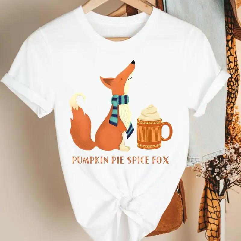 Fashion Womens Pumpkin Spice Coffee Thanksgiving Halloween Casual Crew Neck Short Sleeve Tshirt Women T Shirt
