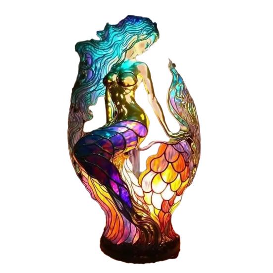 Декоративная настольная лампа в винтажном стиле, дизайн русалок-драконов, яркий цвет, привлекательный богемный цоколь из смолы, сексуальная одежда для взрослых