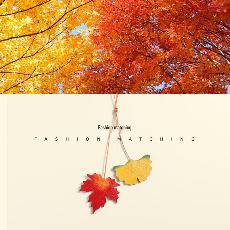 Handmade Genuine Leather Maple Leaf Pendant: Cowhide Car Key, Mirror Ornament, Bag Charm