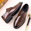 2026 spring and autumn new men's business dress leather shoes men's embossed fashion British pointed lace-up single shoes men 7995