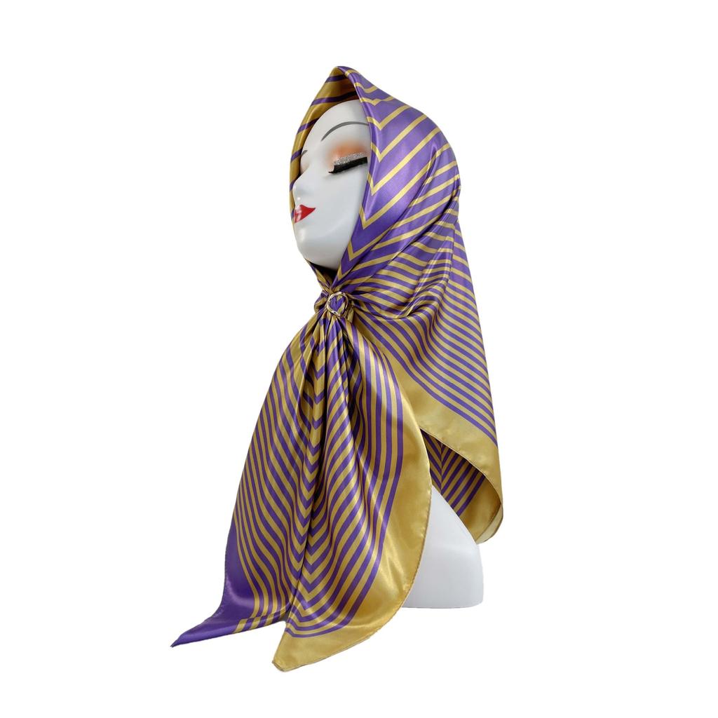 Fashion Ladies Silk Scarf Large Square Scarf 90cm Back Print Turban New Silk Satin Shawl Ladies Scarf