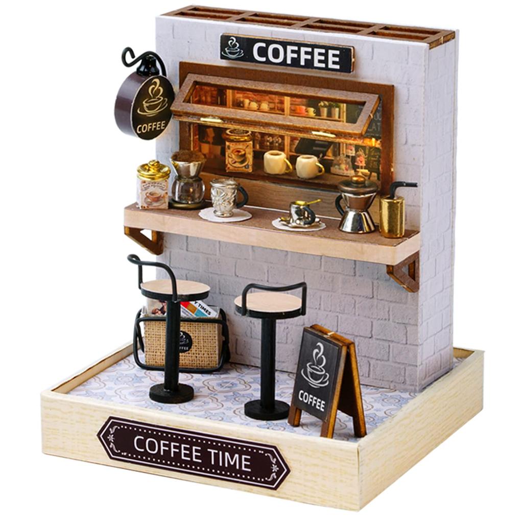 Spilay 124 Миниатюрный кукольный домик DIY Набор Свет для начинающих,-День рождения, Праздник, Рождественский подарок (QT048) (Время кофе) Возраст 14 лет и старше