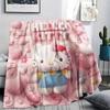 1 шт. Розовое фланелевое одеяло Hello Kitty с принтом, Высококачественное, Для всех сезонов, Декор для дома, Тепло и комфорт, Идеально для рождественских подарков
