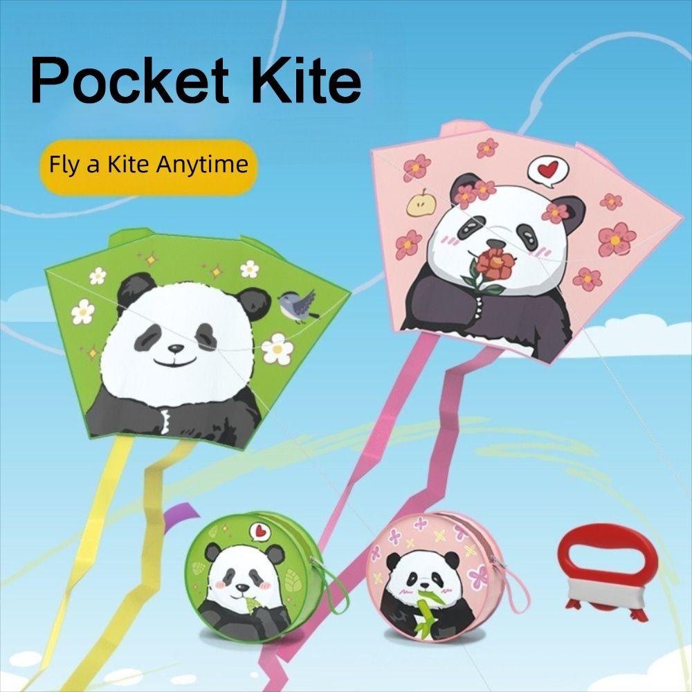 Handheld Animal Kite Portable Foldable Kite Breeze to Fly Cartoon Panda Kite Children Sports