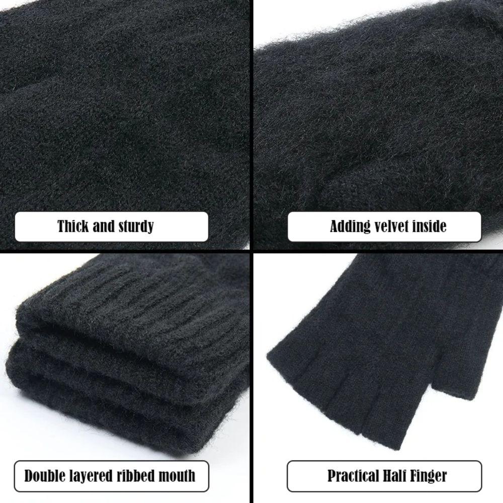Thick Fingerless Glove Solid Color Mittens High Quality Half Finger Gloves Winter Outdoor
