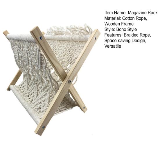 Boho держатель для журналов, корзина, органайзер для хранения, экономящий место, плетеная хлопковая веревка