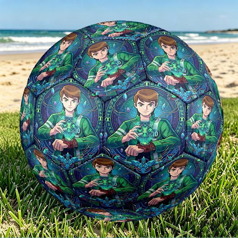 Ben 10 Cartoon Print Size 5 Soccer Ball, PU Wear Resistant Football for Match Training and Daily Practice, Birthday Gift for Soccer Fans