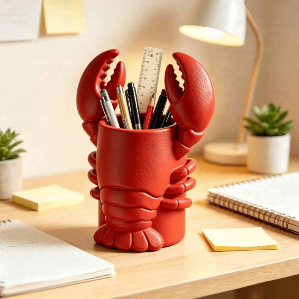 3D Printed Pencil Holder Plastic Cosmetic Brush Holder Lobster-Shaped Pen Holder Desk Decoration