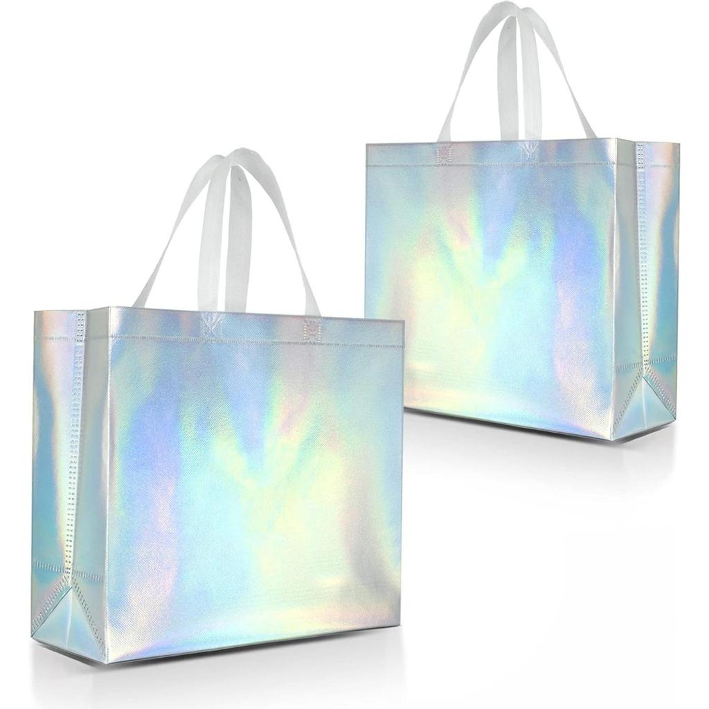 Большая радужная светоотражающая подарочная сумка-тоут с ручками – Сумка из нетканого материала для дней рождений