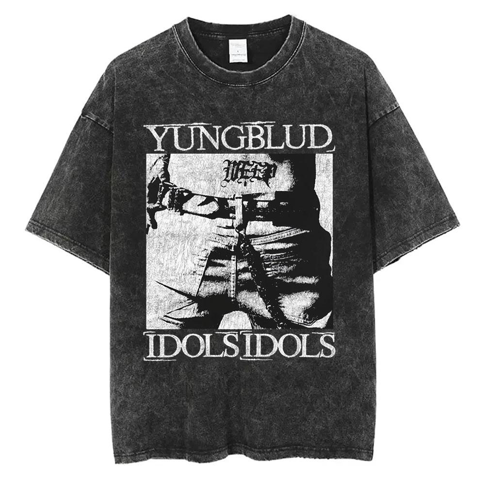 Rocker Yungblud IDOLS Wings World Tour Tshirt Men Women Rock Harajuku Vintage Washed T Shirts Casual Oversized Tshirts