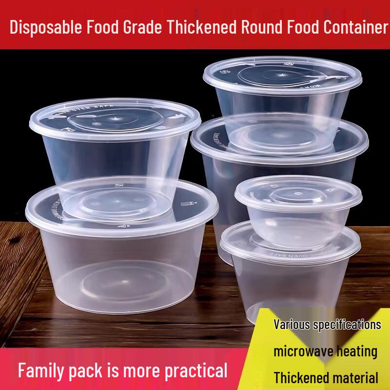 Disposable Round Plastic Takeout Bowls with Lids