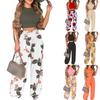 Women's Fashion Casual Printed Short Sleeves Round Neck Tops Pants Suit