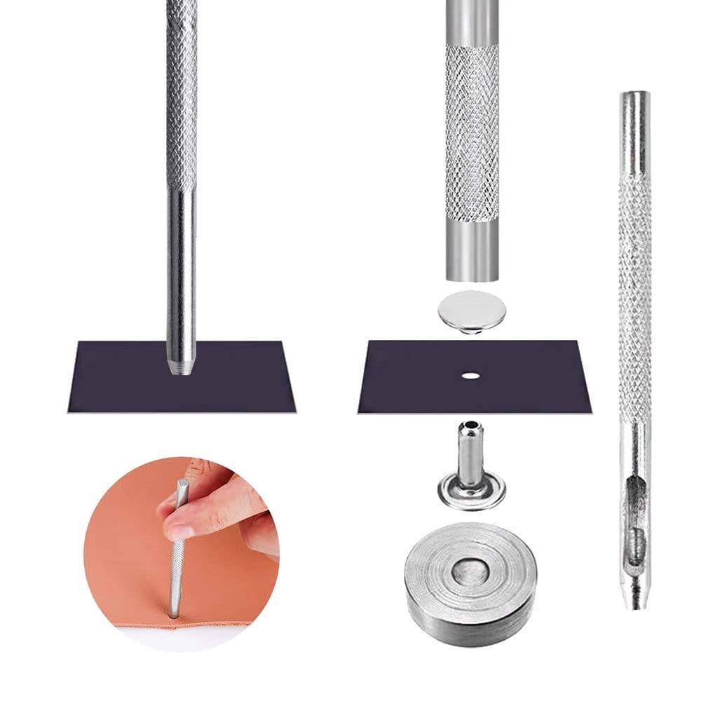 YFFSFDC Кожаное ремесло Заклепка 3 размеров и 4 Включает и и с Сверлением и Установкой заклепок Установкой заклепок и для DIY Ручной работы и с Набором Кейс для хранения, Цвета,