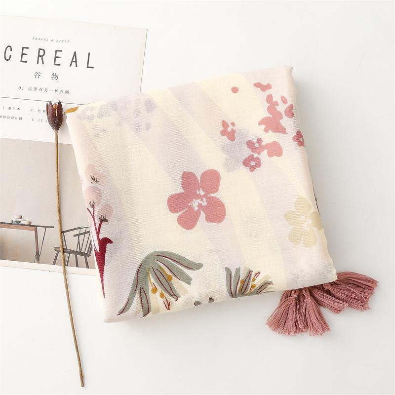 Роскошный брендовый шарф, цветочная хлопковая шаль, женская накидка, большой пашминовый хиджаб, повязка на голову, шарфы, исламский тюрбан, буфанда, платки, палантины