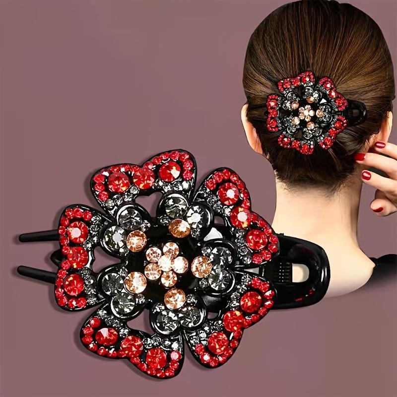 Зажим с rhinestone из смолы Элегантный фиксированный головной убор Заколка для волос Большой утиный зажим Женские элегантные заколки