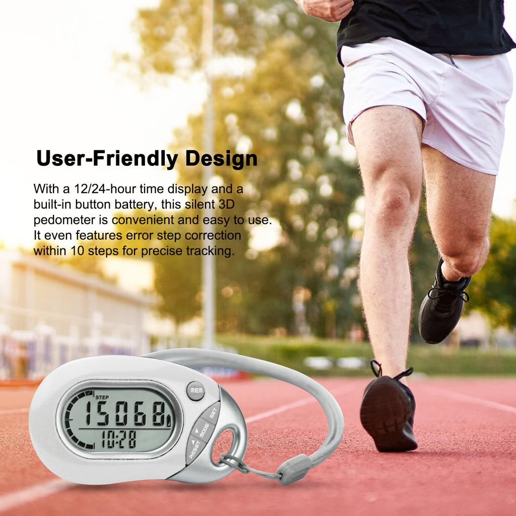 3D Motion Sensor Pedometer Step Counter with Lanyard 7-Day Data Storage Memory Funtion Step Calorie