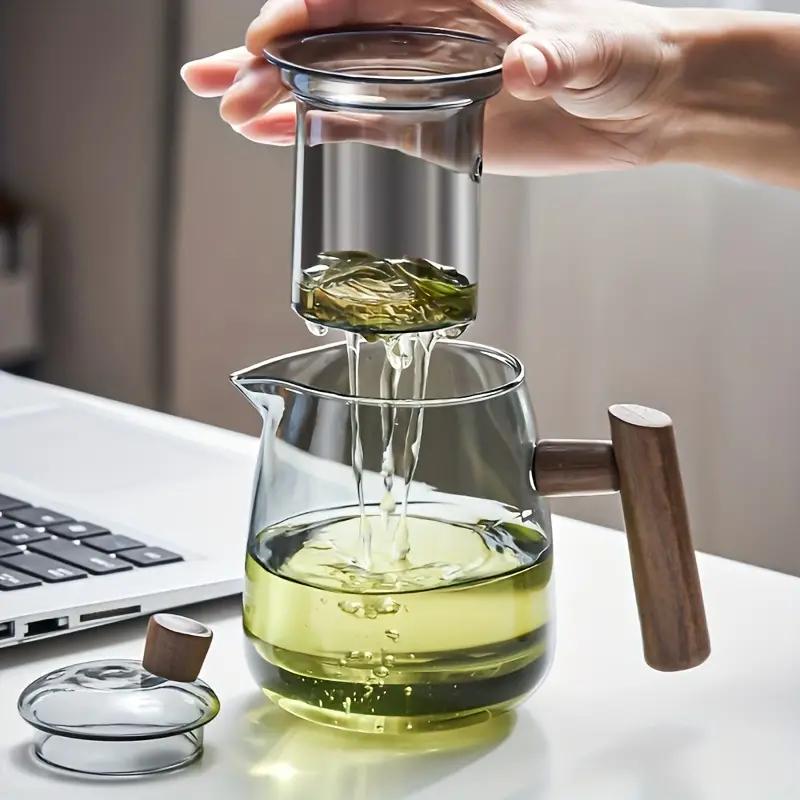Стеклянный чайник с деревянной ручкой, китайский термостойкий стеклянный чайник, прозрачный чайник для дымящегося чая, стеклянный чайник, чайный сервиз, заварочный чайник