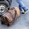 Leather Trolley Travel Duffel Bag for Men & Women 24-inch Travel Overnight Weekend Duffle Gym Cabin Holdall with Wheels for Easy Carry