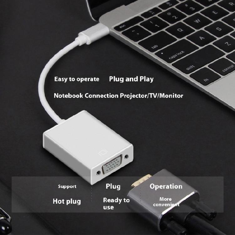 Алюминиевый адаптер Type C на VGA 1080P, стабильная передача сигнала, конвертер для проекции, идеально подходит для мониторов и планшетов