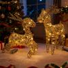 LED Light Up Christmas Reindeer Decor 20 Warm White Lights Metal Yard Decoration for Outdoor Indoor Lawn Garden Xmas Decor