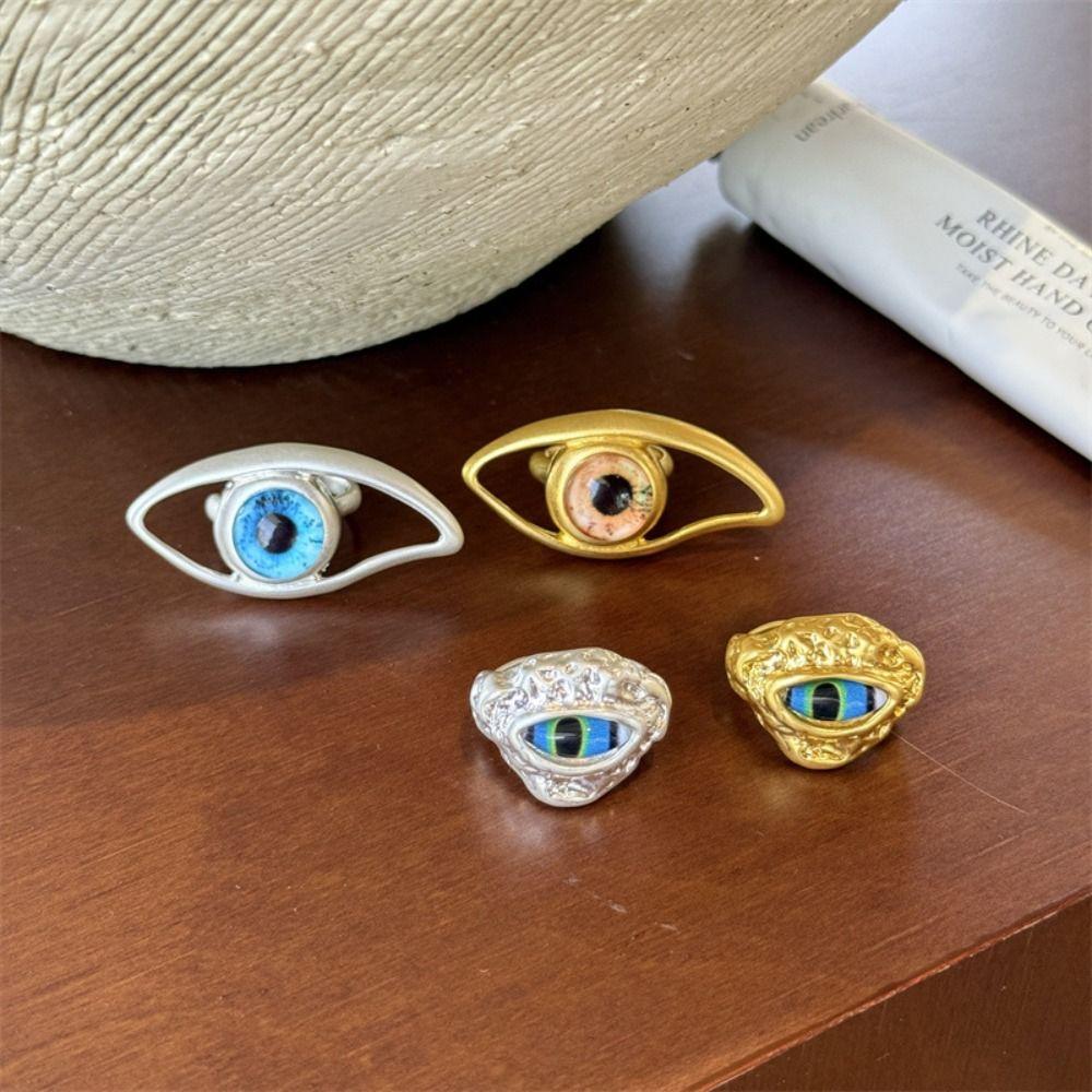 Korean Style Demon Eye Rings Geometric Gothic Rings Fashion Design Blue Eye Finger Buckle Friend
