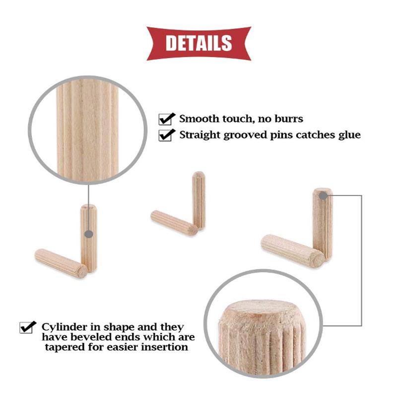 100/50 шт. Деревянные штифты для ящиков шкафа, круглые рифленые деревянные штифты для поделок, набор стержней для мебели, деревянные штифты для поделок