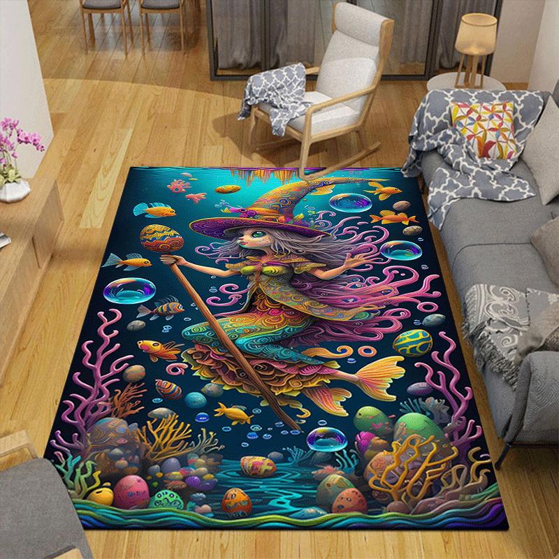 1pc Witch Print, Design Indoor Area Rug - Soft, Anti-Slip, and Durable Gaming Room Decor for Bedroom, Living Room