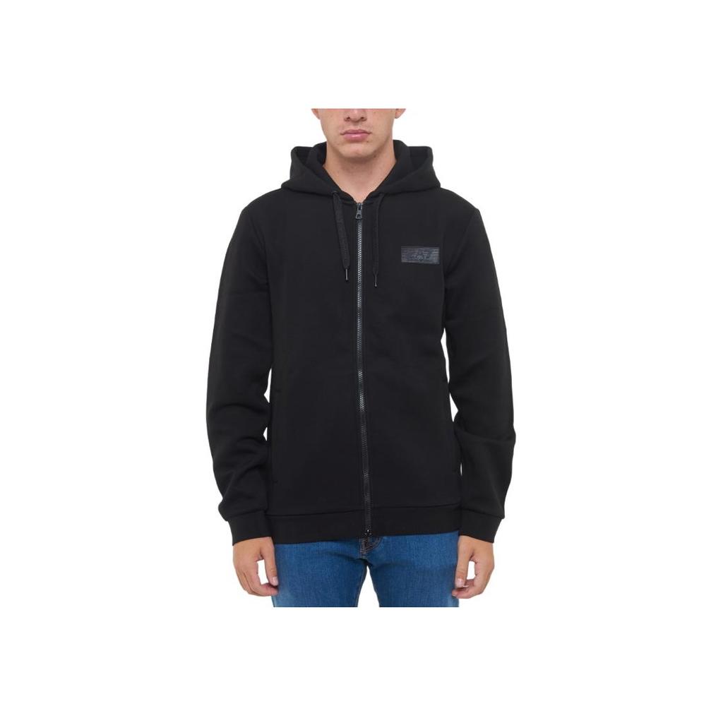 Emporio Armani Мужская толстовка с капюшоном и молнией EA7 с длинным рукавом, логотип, черная 6DPM26-PJODZ-1200