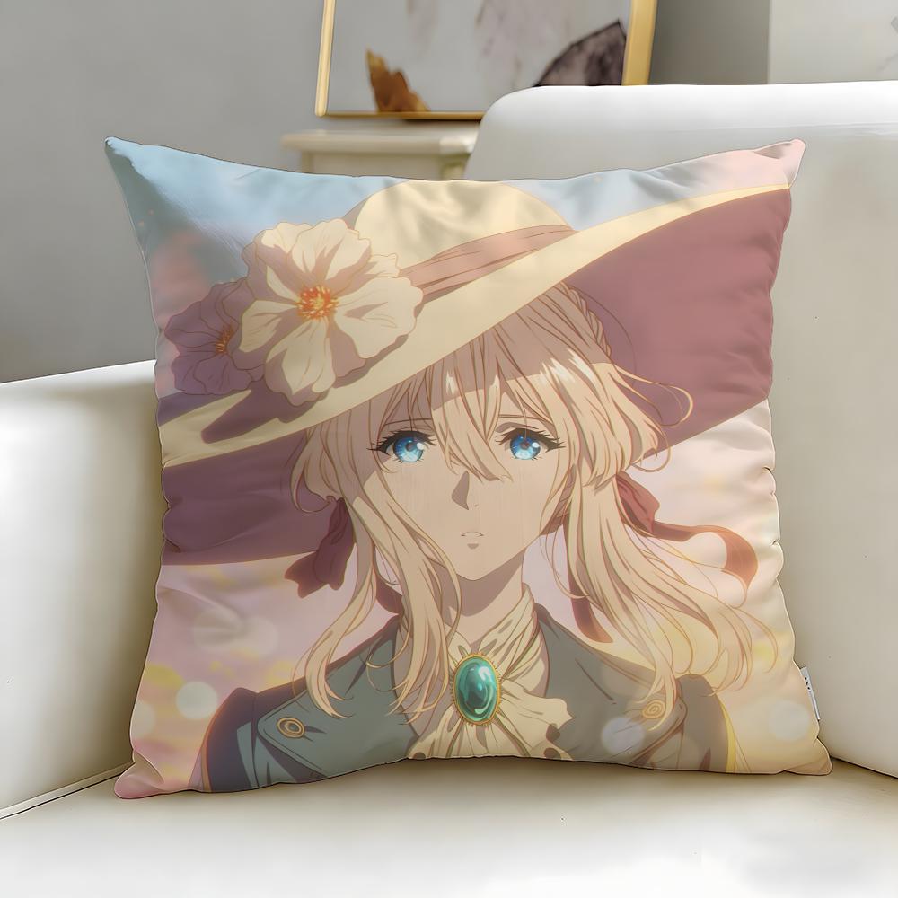 Классический аниме-чехол для подушки Violet Evergarden Мягкий Легко стирающийся Наволочка Универсальный для Дивана Кровати Путешествий и Офиса