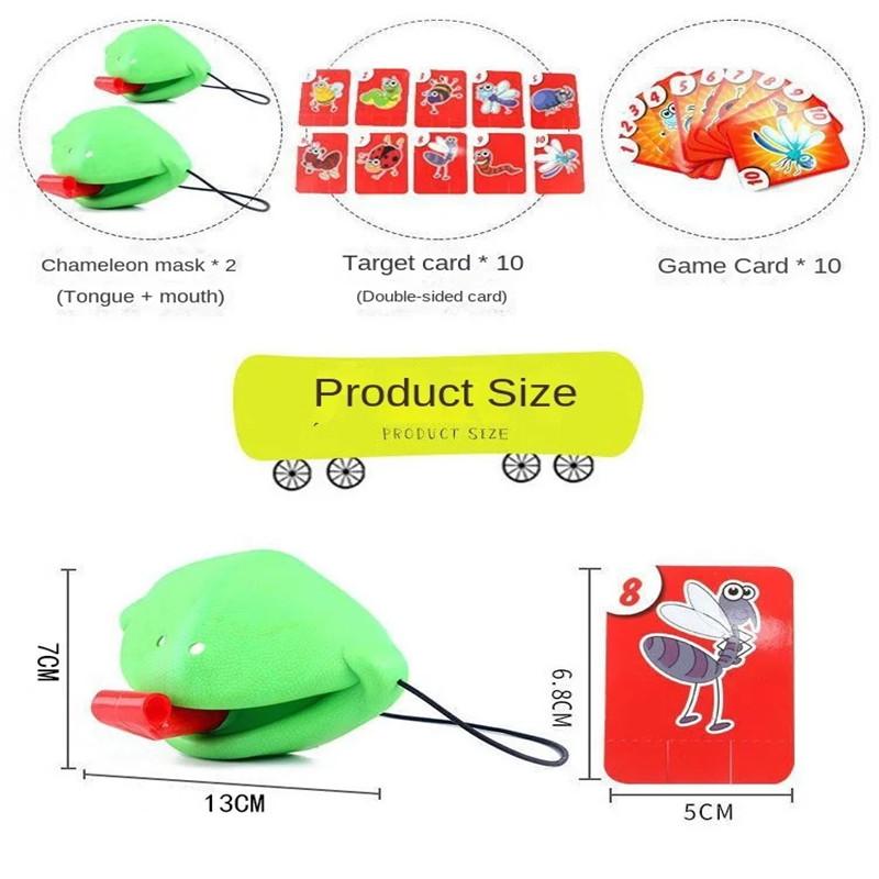 TikTok Funny Toys Frog Lizard Mask Wagging Tongue Lick Cards Board Games Parent-child Party Antistress Desktop Puzzle Game Toys