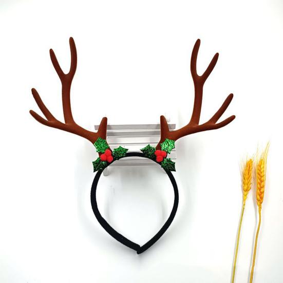 Рождественский ободок с рогами, праздничный декор в виде оленьих рогов, аксессуар для волос, рождественская заколка, фестивальный ободок для волос