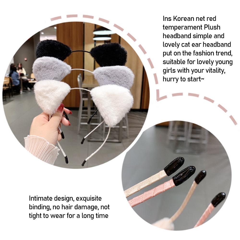 Women Girls Makeup Plush Face Wash Cartoon Hair Band Cat Ears Headband Hair Hoop Hair Accessories
