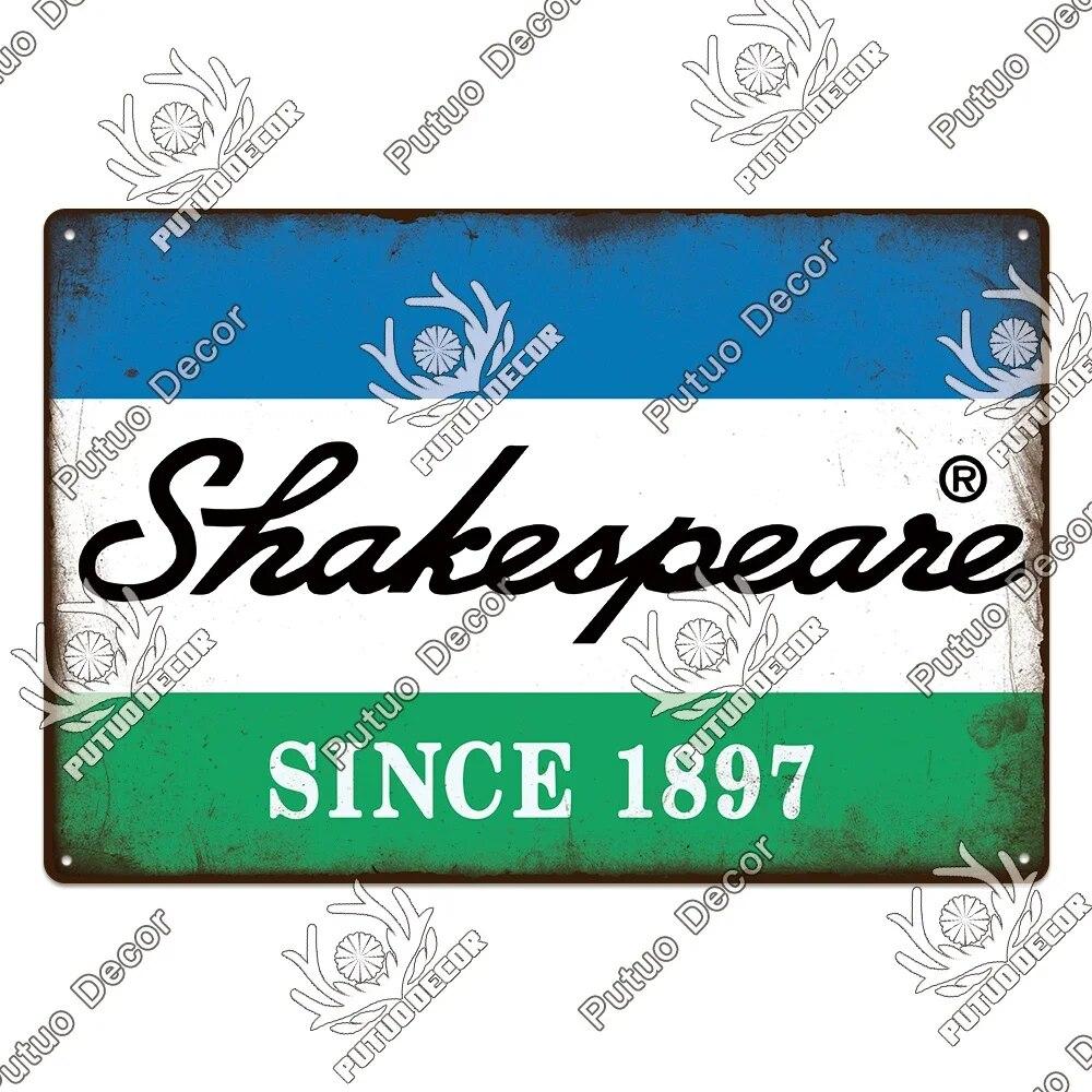 Putuo Decor Fishing Gear Retro Tin Sign Plaque Metal Plate Vintage Wall Art Poster Decoration for Tackle Shop Home Iron Painting