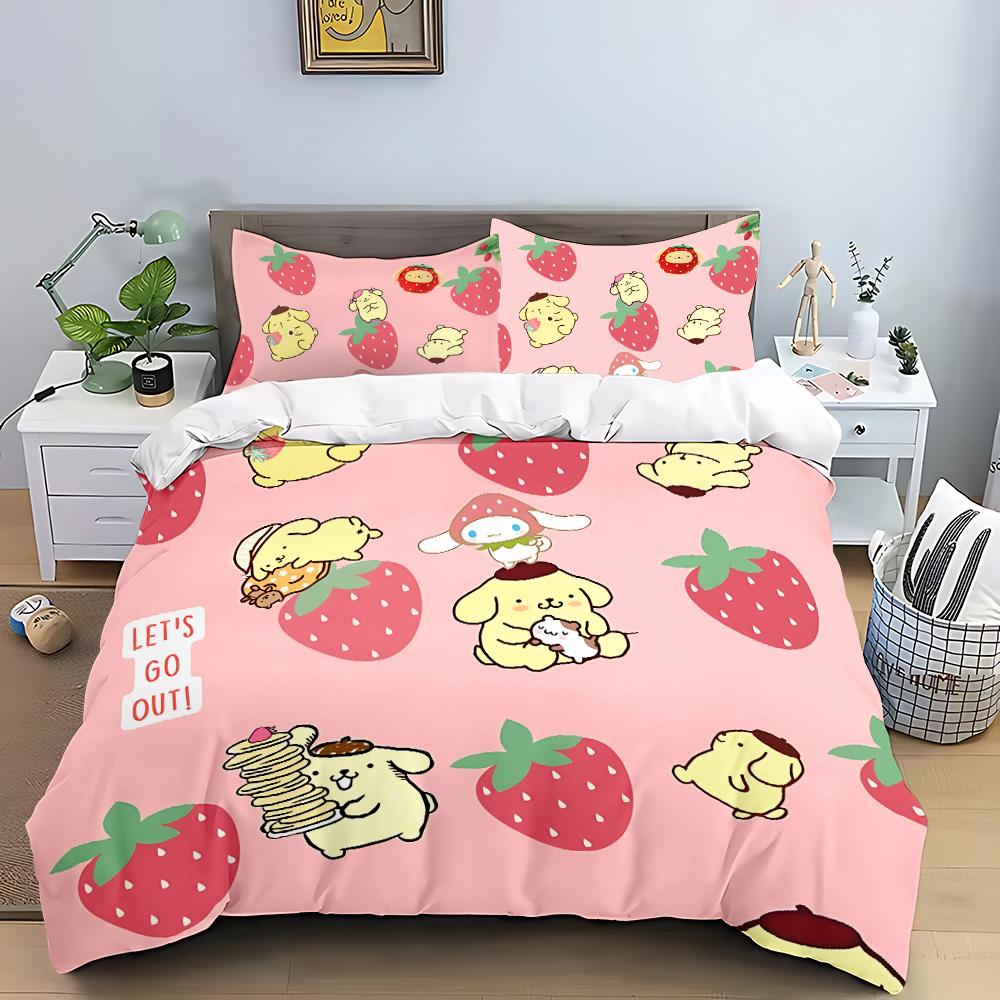 Cartoon Pom Pom Pudding Duvet Cover Queen King Size Bedding Set Adult Boys Girls Bedroom Decoration Children Gift Double 3 Pcs