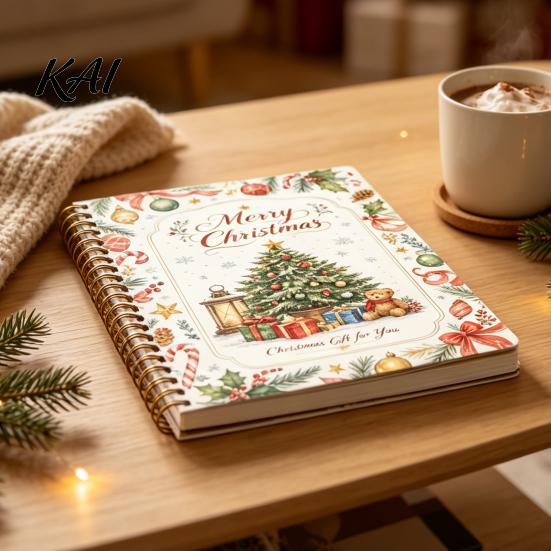 Thoughtful Present for Teachers Christmas Gift Card Book, DIY Spiral-Bound Merry College Survival Handwritten Wish Keepsake Kit, 10-Page Greeting Book