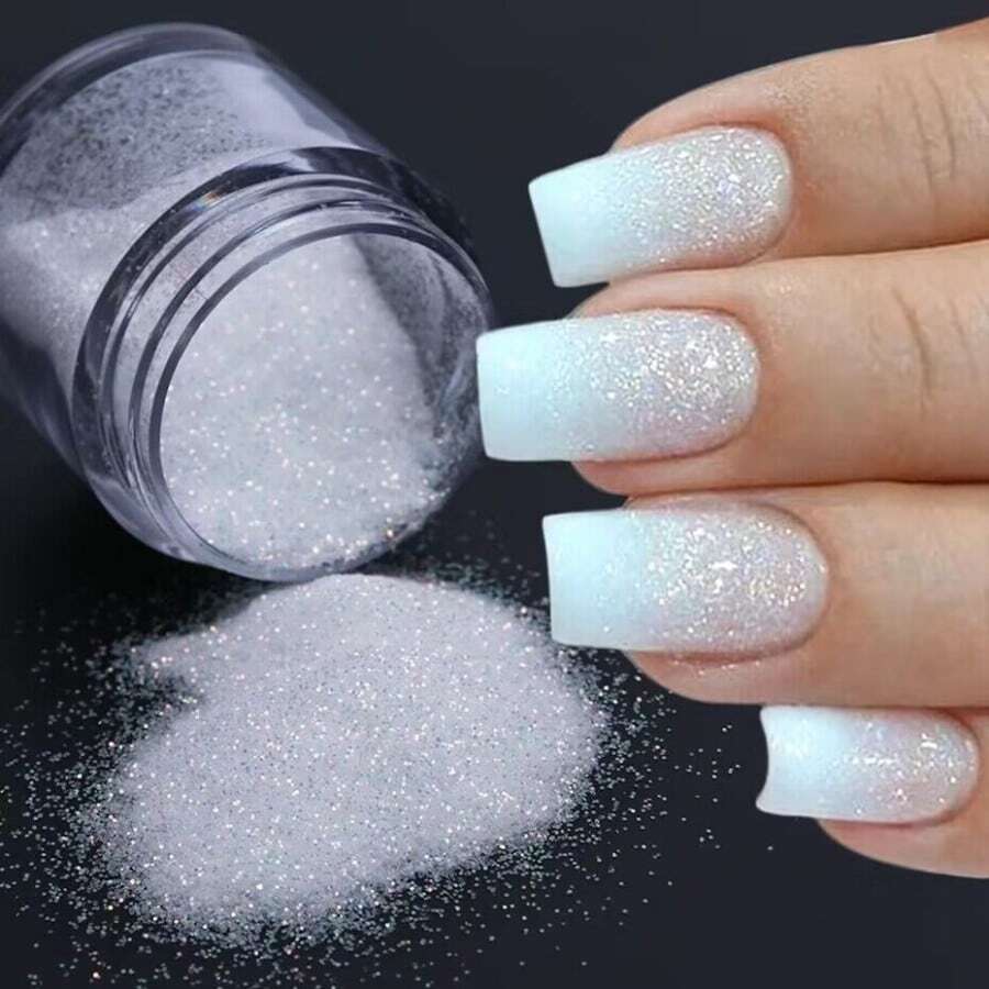 7 г консервированный порошок для нейл-арта черный белый с блестками DIY порошок с блестками для ногтей украшения для нейл-арта декор для ногтей