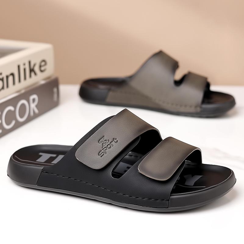 Модные мужские уличные нескользящие сандалии из коровьей кожи с тиснением под крокодила, дышащие, новые, модные мужские шлепанцы на толстой подошве, удобные, повседневные