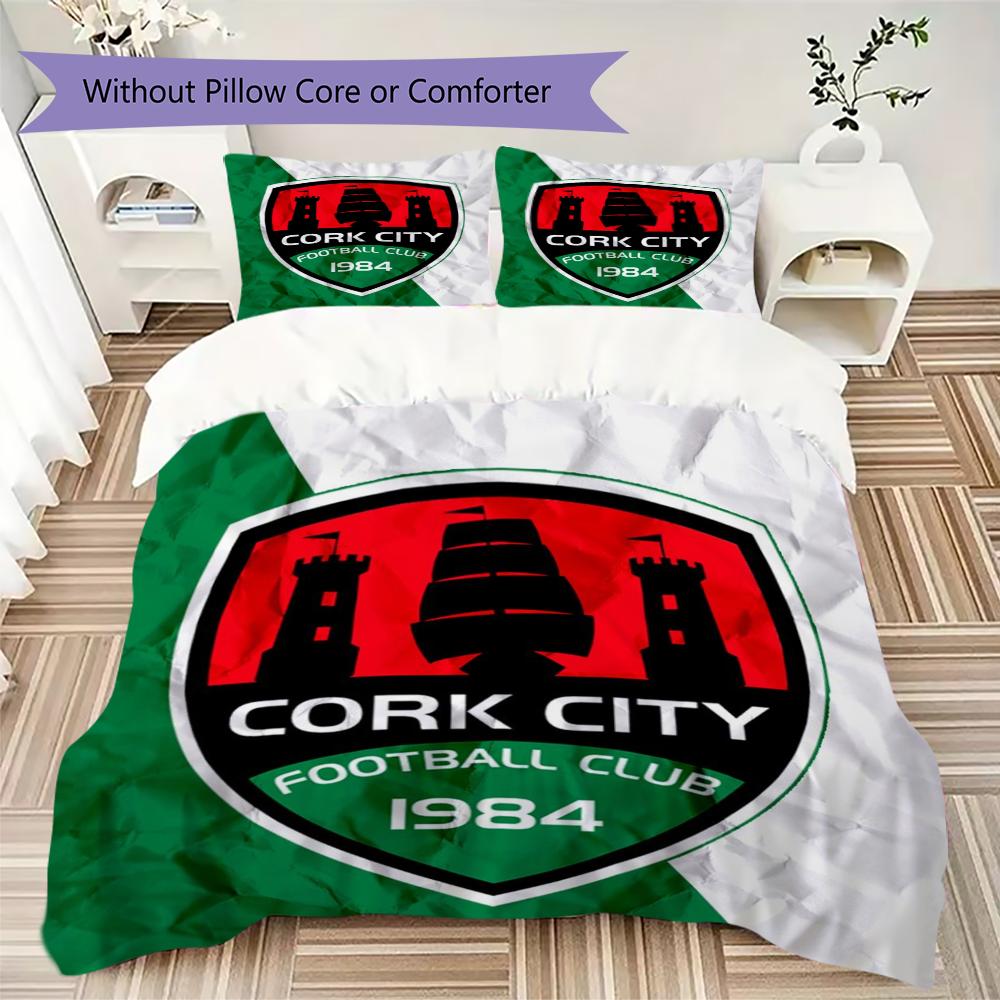 cork city fc Pattern Bedding uilt Set uilt Cover Pillowcase Home Decoration Birthday Gift (1 * duvet cover + 2 * pillowcase without core)