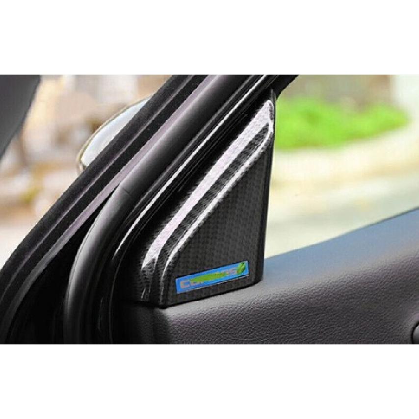 For Jeep Compass 17-2021 Carbon Fiber A Pillar Front Triangle Cover Trim 2pcs