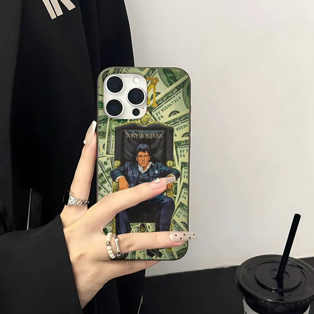 Retro Classic S-ScarfaceS Movie Phone Case For IPhone 11 12 13 14 15 16 17 Pro Max PLUS Pro Wave Corrugated Silicone Case