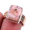 Натуральный родонит, драгоценный камень, твердое серебро 925 пробы, ювелирные изделия, двухцветное кольцо, размер 7US E9a13