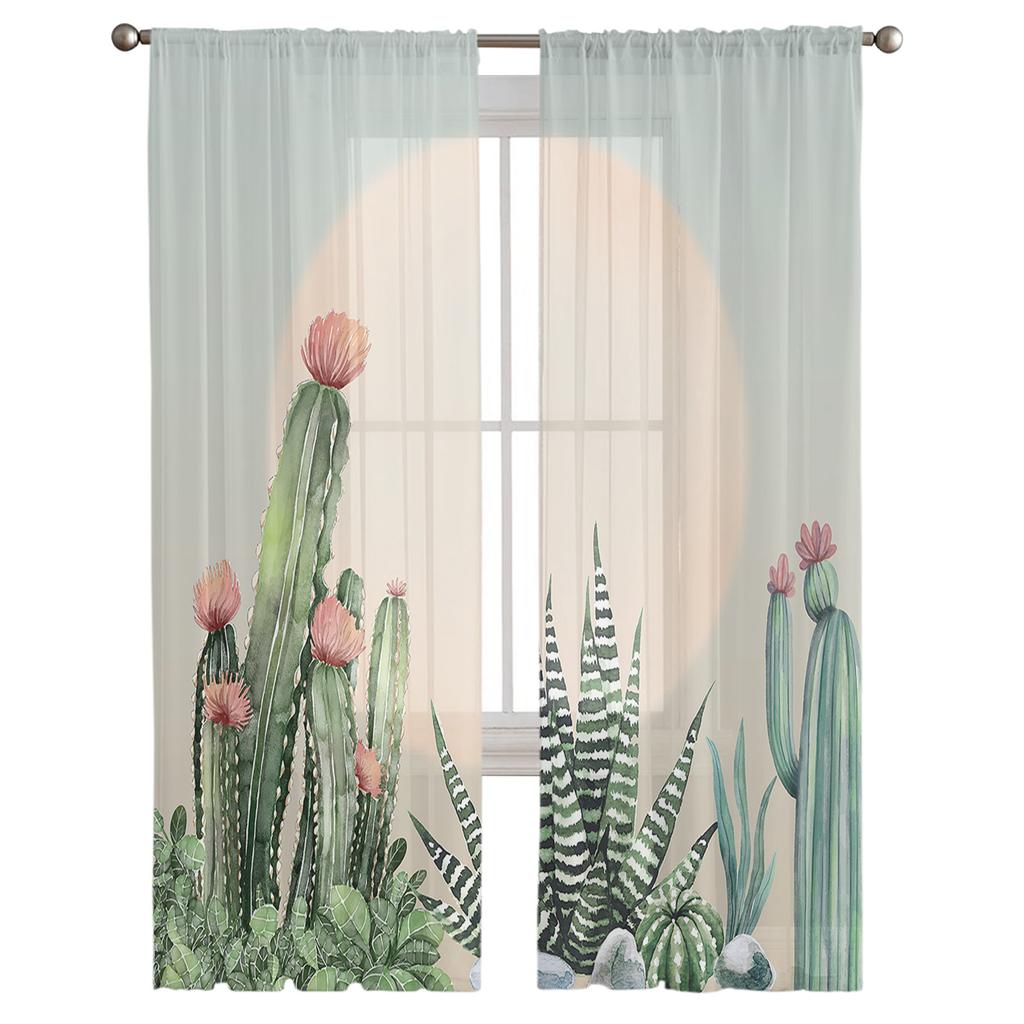 Тропическое растение кактус солнце оконная обработка тюль современные прозрачные шторы для кухни гостиной спальни шторы украшение