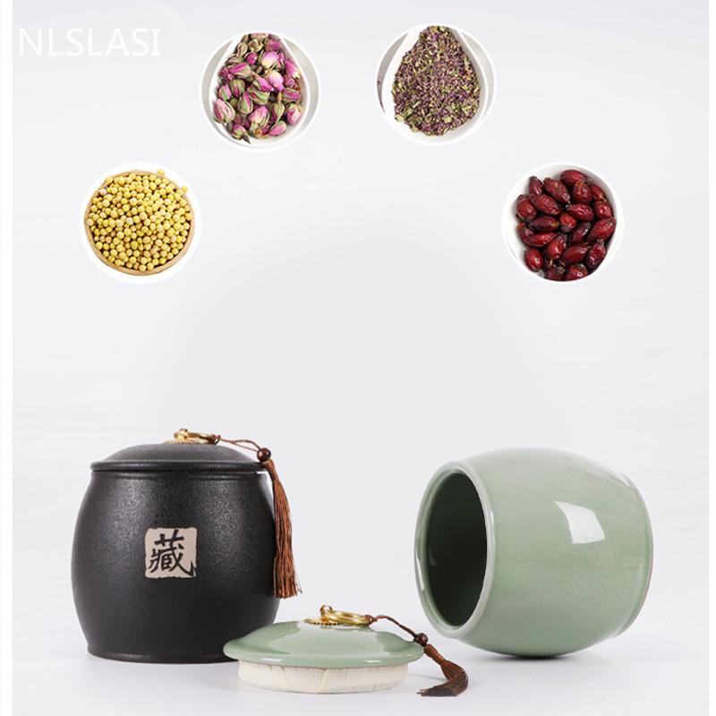 Домашние влагостойкие банки, чайный столик, керамическая чайница, кухонный контейнер для хранения зерна, аксессуары для чайной церемонии ручной работы