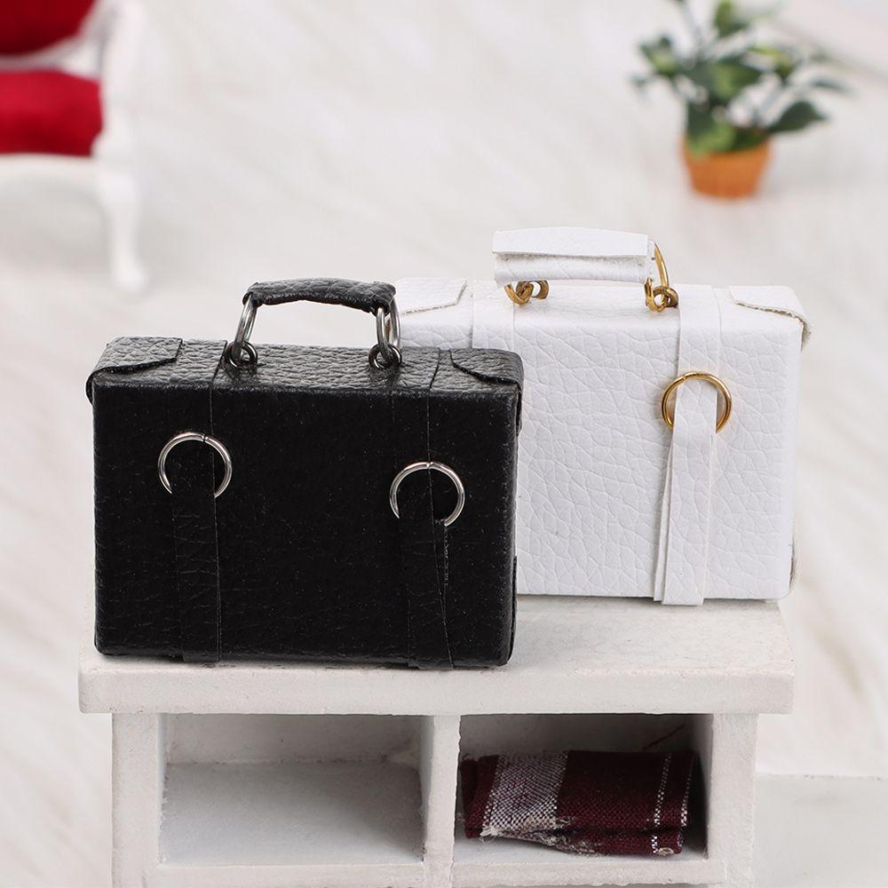Accessories Play House Mini Suitcase Vintage Wood Box Doll Leather Luggage Miniature Portable Trunk